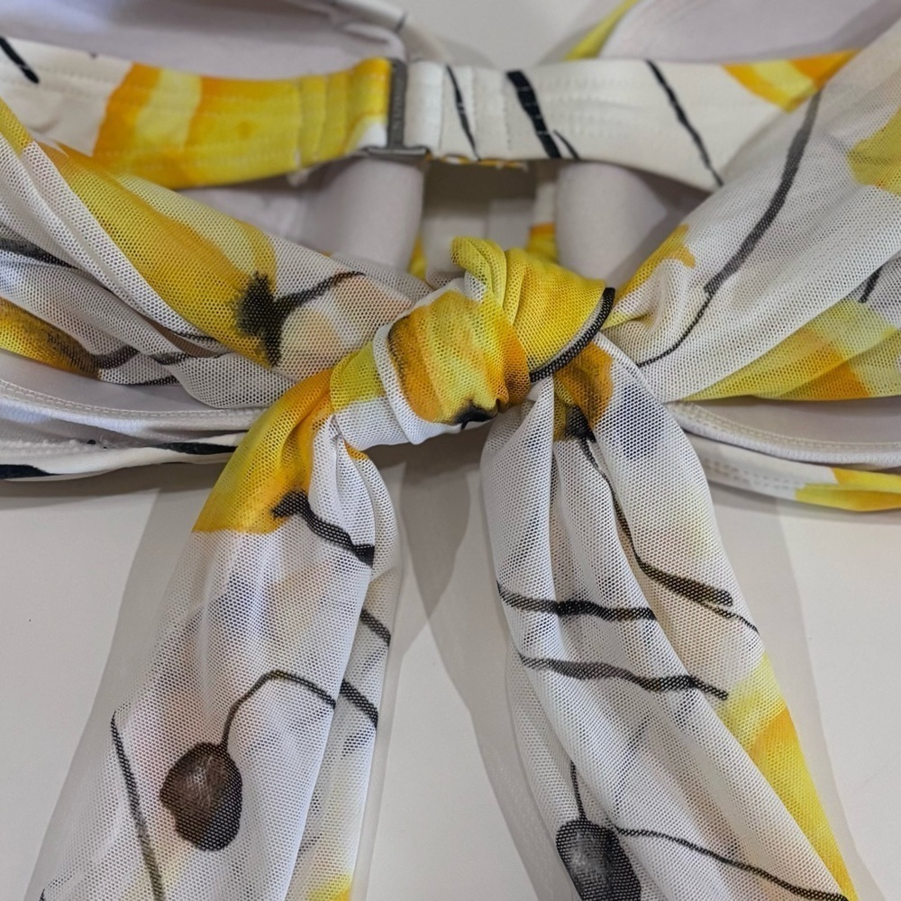 Jantez White and Yellow Floral Design Bandeau Bikini Bathing Suit Top Size 10 - Picture 8 of 13